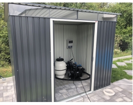 příklad umístění filtrace v zahradním domku